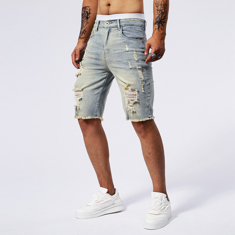 2025 Summer New Men's Ripped D - Streetwear Brand Denim review and price